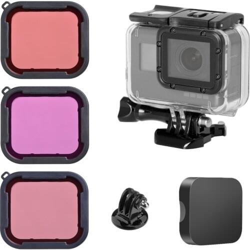 40M Underwater Diving Waterproof Housing Case + Dive Color Lens Filter Kit for GoPro Hero 7 6 5 Black Camera go pro Accessories