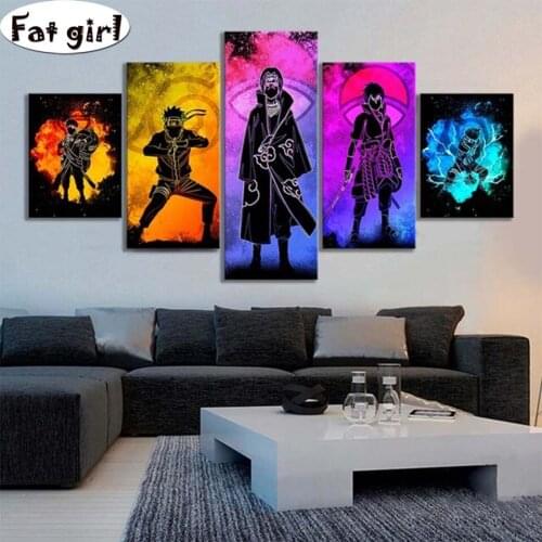 5 Panel Japanese Ninja Style DIY diamond painting cross stitch full mosaic diamond embroidery villa 5D handmade home decor