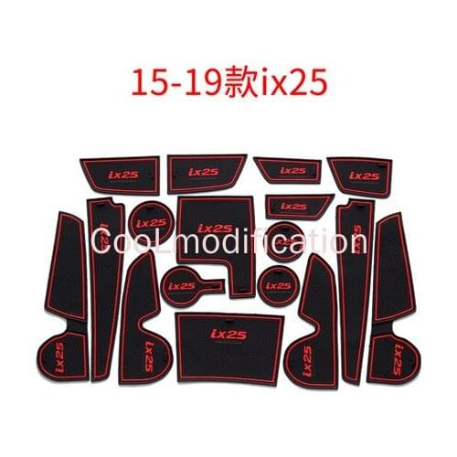For Hyundai Creta ix25 2015-2019 2020 Accessories Rubber Mat Door Mat Interior Anti-Slip Cup Pad Gate Slot Pad Decoration