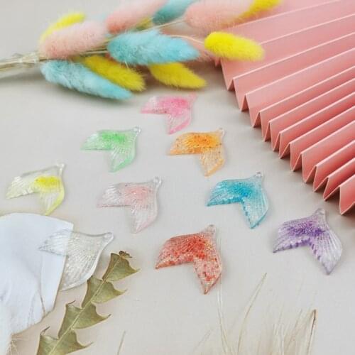 ApeUr 10pcs/pack Glitter Fishtail Resin Charms Pendant Fairy Fishtales Earrings Charm For Women Jewelry Accessory Phone Patch