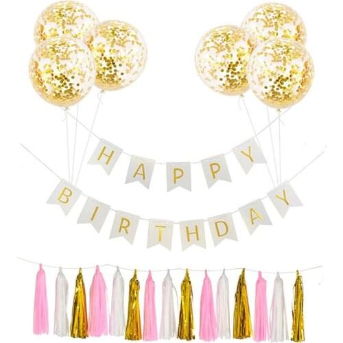 Happy Birthday Banner Confetti Balloon Gender Reveal Wedding Decoration Baby Shower Confetti Balloon Kids Birthday Supplies