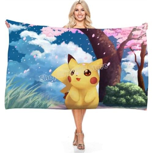 Cartoon Anime Printed Bath Towel Kids Adult Soft Absorbent Pikachu Premium Quality Beach Daily Use Bathroom Towel Christmas Gift