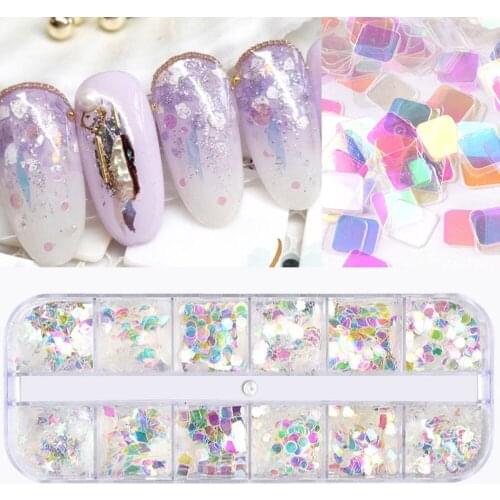 Nail Art Sequins Gel/Acrylic Jewelry 12 Grids /Box Glitter MagicTransparent 30g