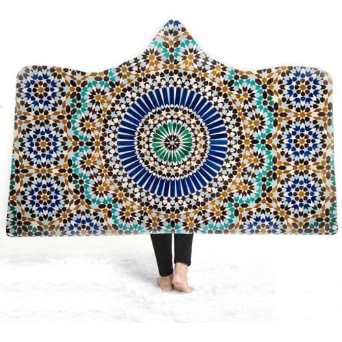Bohemian Mandala Series Hooded Cloak Magic Hat Blankets Childrens Napping Blanket Cartoons Sherpa Fleece Kid Sofa Car Body Cove