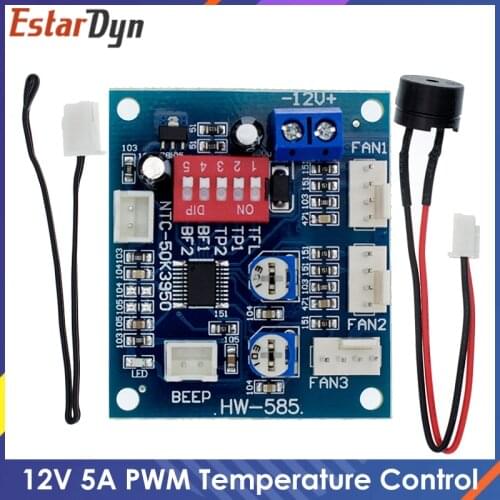 1PCS DC 12V 5A PWM PC CPU Fan Temperature Control Speed Controller Board Speed Controller Temperature Probe Buzzle
