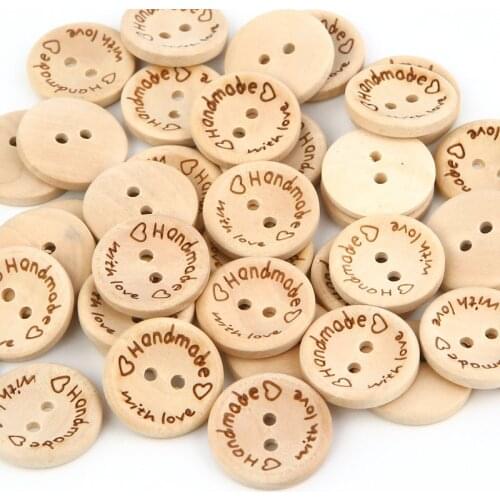 50Pcs Natural Color Wooden Buttons Handmade Letter Love Scrapbooking For Decor Sewing Accessories DIY baby apparel accessories