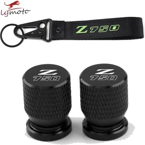 For Kawasaki Z 750 Z750 Newest Motorcycle Accessories Wheel Tire Valve Stem Caps Cover&Embroidery Key Hold Ring Chain Keychain