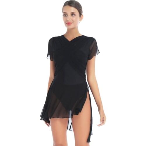 Women Asymmetrical Ballet Tutu Dress Dancewear New Contemporary Lyrical Dance Costumes Gymnastics Leotard Figure Skating Dresses