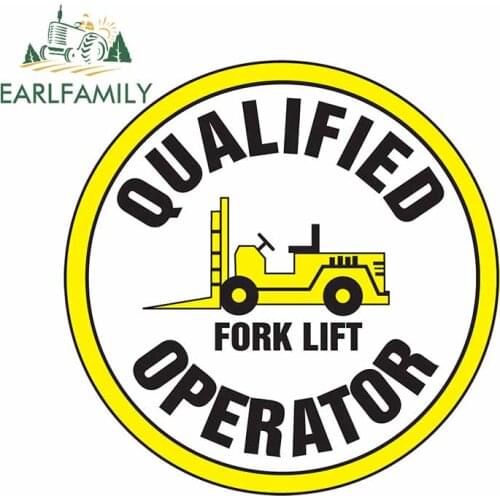 EARLFAMILY 13cm x 13cm Certified Fork Lift Driver Hard Hat Sticker Car Body Decal Tow Motor Pallet