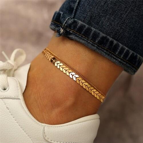 Modyle Hot Sale Beach Gold Color Snake Chain Anklets Silver Color Foot Anklet Bracelet For Women Summer Jewelry