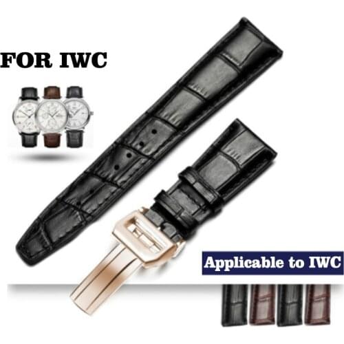 Leather Strap 22mm Mens Waterproof Suitable for IWC Watch Strap Portuguese 7 Leather Strap Portuguese Pilot Belt Bracelet Brown
