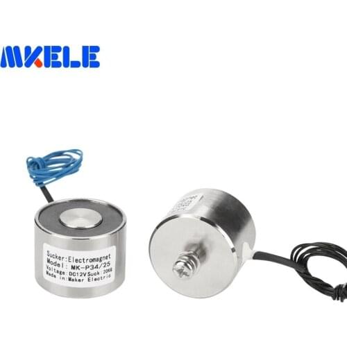 Mk34/25 Holding Electric Magnet Lifting 20kg/200n Solenoid Sucker Electromagnet Dc 12v 24v Non-standard Custom