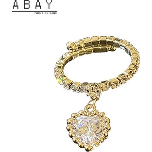 Fashion Pearl Inlaid Rhinestone Rings Women New Luxury Temperament Cool Wind Simple Zircon Design Sense Open Joint Ring Trend