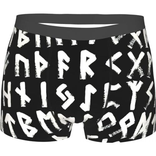 Mens Panties Runes - Elder Futhark - 0025 - Collected Men Boxer Underwear Cotton for Male Vikings Large Size Lot Soft