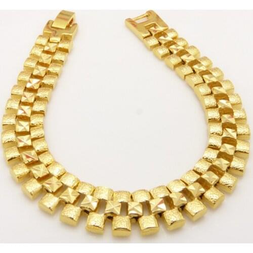 Soft Yellow Gold Filled Polished Finished Wrist Chain Bracelet for men women