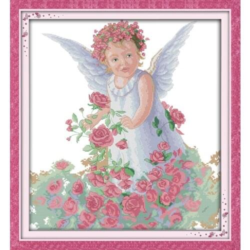 Rose angel cross stitch kit people 18ct 14ct 11ct count print canvas stitches embroidery DIY handmade needlework