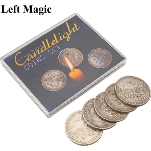 Candlelight Coins Set Magic Tricks Morgan Coin Appear / Disappear Magia Magician Close Up Illusions Gimmick Props Mentalism Fun