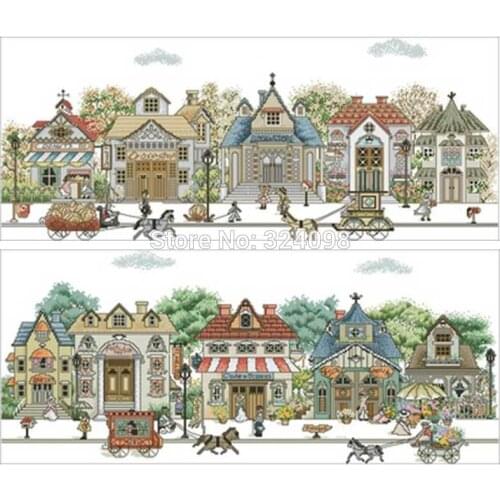 Beautiful street patterns Counted Cross Stitch 11CT 14CT 18CT DIY Chinese Cross Stitch Kits Embroidery Needlework Sets