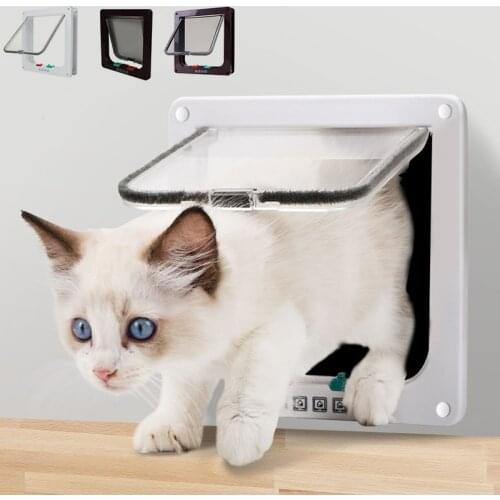 Pet Dog Cat Flap Door with 4 Way Flap Security Lock ABS Plastic Free Entry And Exit For Small Animals Flap Door Gate S M L XL