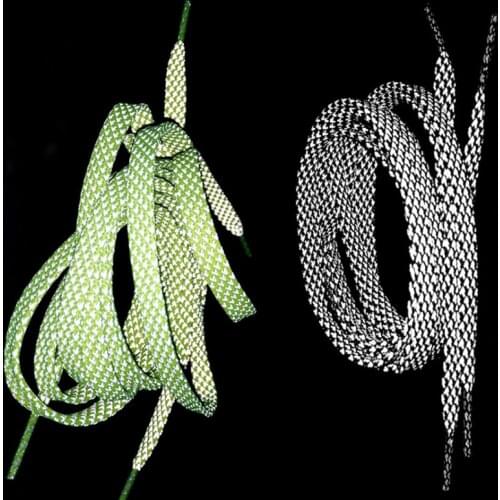 120cm Flat Double Layer Reflective Shoelaces 8MM Wide Runner Weave Tape Glowing Shoe Laces Women Men Shoe String Cordones