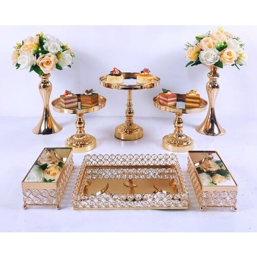 6-10 PC European Style Crystal Cake Stand Metal Wedding Cupcake Plate Rack Holiday Party DisplayTray