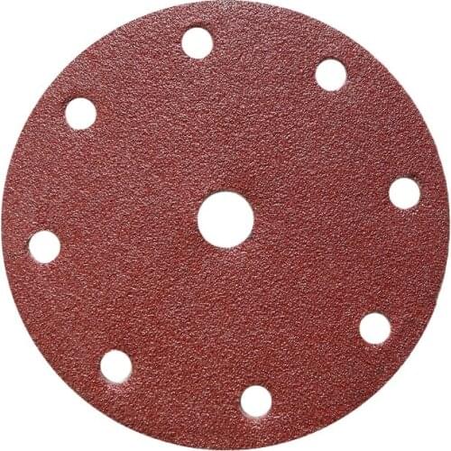 Diameter 5Inch 9Holes Sandpaper Abrasive Tool Red 100pcs Assorted Grit Sanding Disc Grinding for Wood and Metal