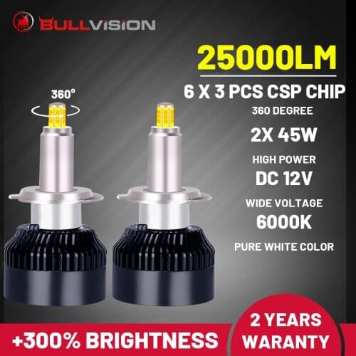 Bullvision Turbo H1 Led 360 Ice Headlight 9012 Hir2 9005 Hb3 9006 Hb4 H8 H9 H11 Csp 12V 25000Lm Light Bulbs Motorcycle Led Lamps