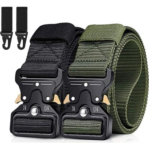Tactical Mens Belt 125cm Military Waist Belt Hunting Waistband Heavy-Duty Combat Canvas Belt with Quick Release Metal Buckle