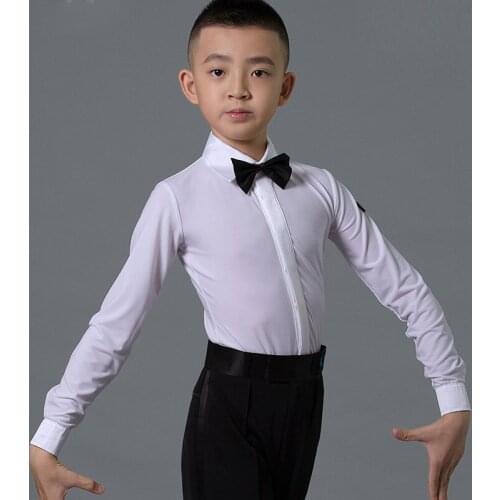 2020 New Boys Latin Ballroom Dance Tops Childrens Professional Stage Performance Bodysuit For Kids Samba Dance Shirt DWY2872