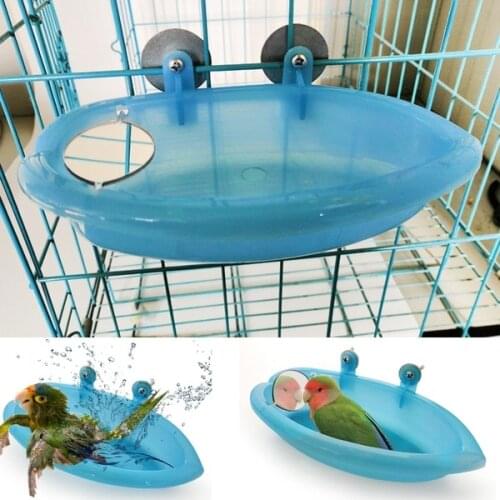 Bird Water Bath Tub For Pet Bird Cage Hanging Bowl Parrots Parakeet Birdbath