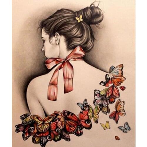 WUYU 5D DIY Diamond Painting Full 14/11CT CROSS STITCH Square/Round Drill L0721 Womens Back Shadow Embroidery Cross Stitch