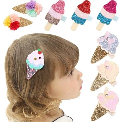 1 Pcs Baby Girl Infant Hair Accessory Clothes Newborn Toddler Clip Headwear Princess Ice Cream Headwrap Cute Lovely Cone Hairpin