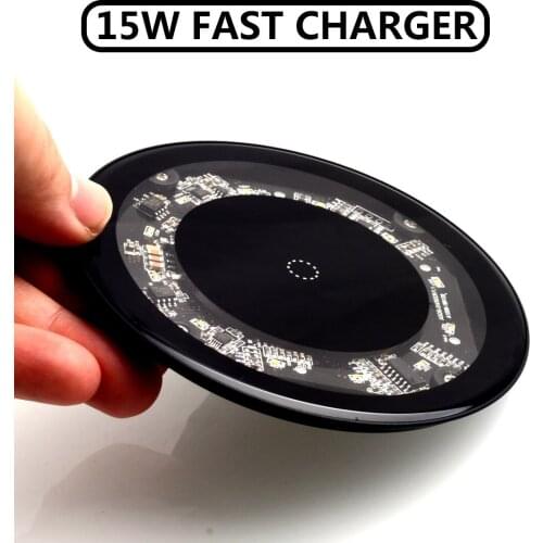 Cargador inalámbrico Qi de 15W para móvil, almohadilla de carga rápida de inducción para iPhone 12, 11 Pro, Max, Xs, Samsung, Xi