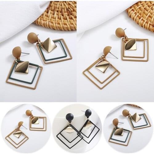 New Spring Summer Black Fashion Geometric Drop Earrings for Women Korea Trend Dangle Earring 2021 Female Elegant Jewelry