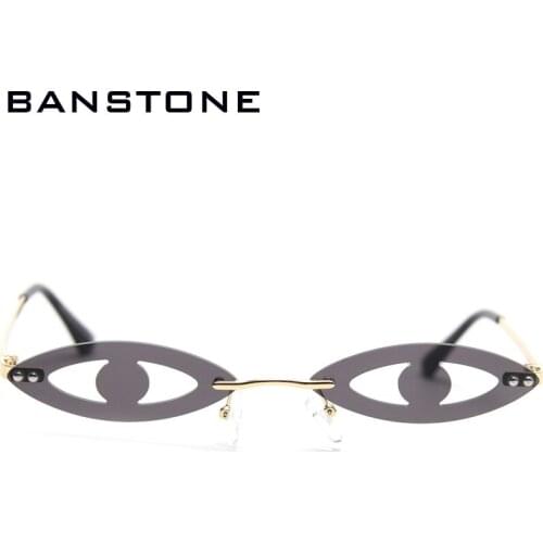 BANSTONE Women Sun Glasses Rimless Retro Eye Shape Trending Streetwear 2020 New Summer UV400 Ladies Sun Glasses True Film Lens