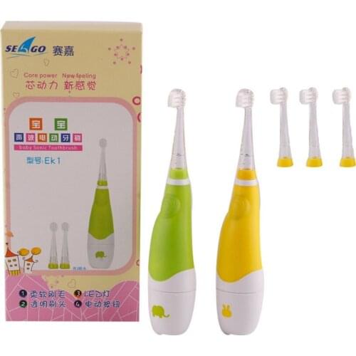 SG-902 Professional Seago Baby Kids Sonic Electric Toothbrush Intelligent Vibrations With LED Light Smart Remembrance For Baby
