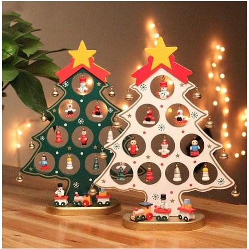 DIY Christmas Ornament Wooden Christmas Tree Christmas Hanging Ornament Gift for Children Home Xmas Table Decoration 1PC