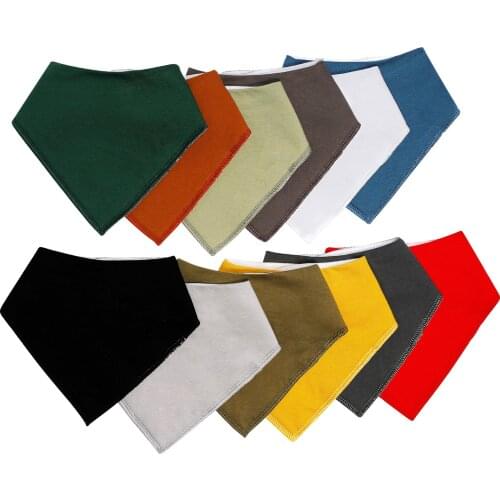 1Pc Baby Bandana Bibs Solid Color 100% Organic Cotton Baby Feeding Bibs for Drooling and Teething Soft and Absorbent Burp Cloth