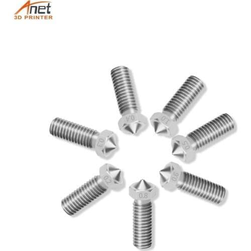 10pcs E3D Stainless Steel Brass Volcano Nozzle M6 threaded Nozzles for 1.75mm 3mm Filamnet Stainless Steel Brass Nozzle