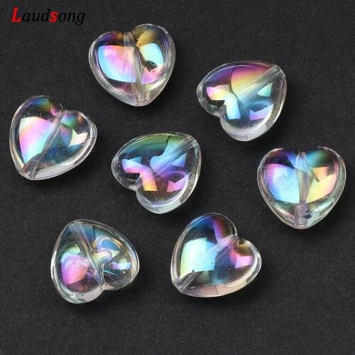 10Pcs 18mm ABS Color Acrylic Heart Beads Spacer Loose Beads For Diy Jewelry Making Handmade Bracelet Necklace