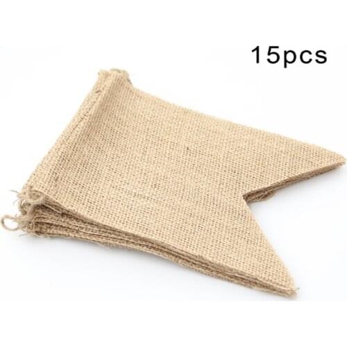 20sets/lot 15 flags Dovetail jute burlap flags Birthday Party Linen Pennant Flag Banner Wedding Home Decor event supplies Burlap