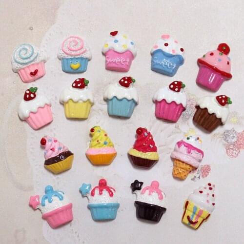 20Pcs Cute Kawaii Flatback Cabochon DIY Miniature Cake Ice Cream Resin Play Decorative Craft Embellishment House Doll Toy