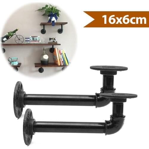 4pc 16x16cm Vintage Black Iron Pipe Shelf Bracket Wall Mounted Storage Shelf Holder Racks Bethroom Bocase DIY Decor