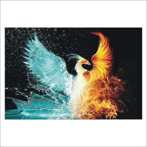 5D DIY diamond painting Water fire phoenix Diamond Embroidery Full Square Kit Drill Needlework Rhinestone Mosaic T089