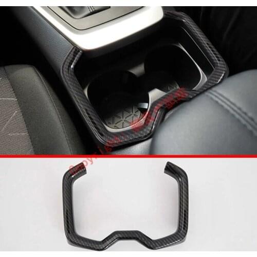 Carbon Fiber Style Interior Cup Holder Cover Trim For Toyota Rav4 2019 2020