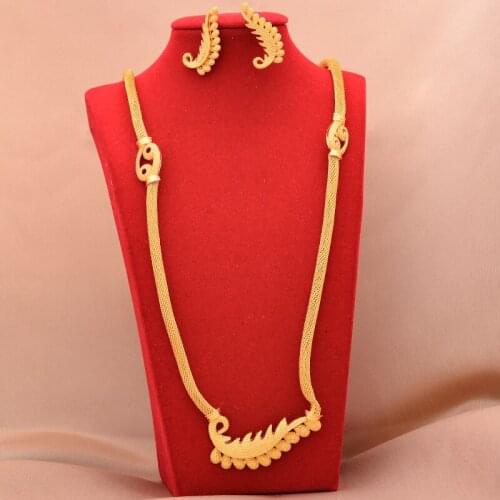 Dubai 24K Gold plated jewelry sets For women bridal luxury necklace earrings Jewerlry set African wedding ornament gifts