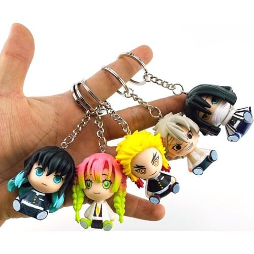 4PCS/6PCS Demon Slayer Keychain Kimetsu no Yaiba Figure Nezuko Tanjirou PVC Action Model Toys Gifts for Children