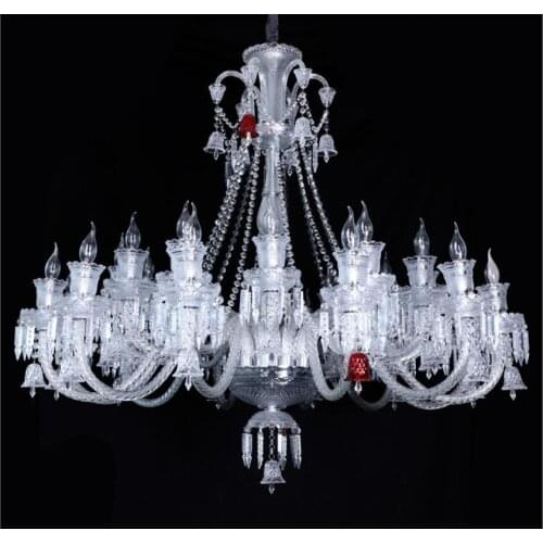 Crystal Chandelier Silver Clear K9 Crystal Chandelier 24arms D120cm Clear Hanging Lights Fixture Wedding Decoration Pendant Lamp