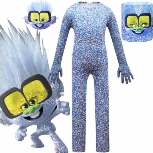 Trolls 2 Anime Cosplay Costumes Halloween Performance Jumpsuits Childrens Clothing Poppy Guy Diamond Halloween Costume for Kids