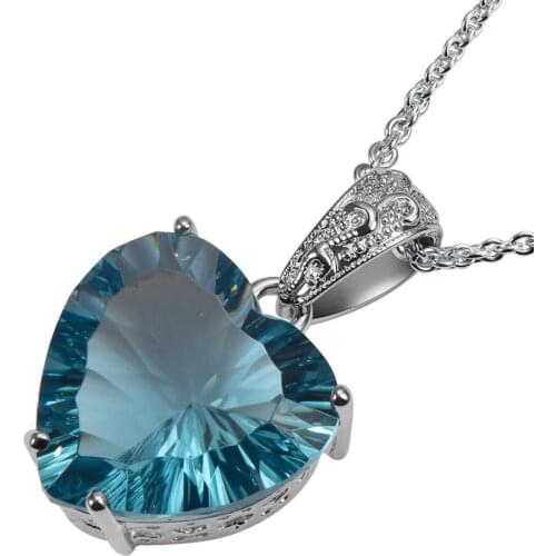 Created Aquamarine 925 Sterling Silver Fashion Pendant TE793